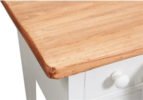 Birou, L100 48 H80 cm, 5 sertare, alb natur antic, lemn masiv