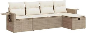 vidaXL Set canapele de grădină cu perne, 5 piese, bej, poliratan