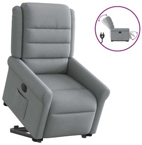 vidaXL Fotoliu electric rabatabil cu ridicare, gri deschis, textil