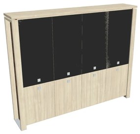 Dulap înalt Verno+ 260 x 46 x 210 cm, uși combinate, salcâm / negru