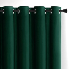 Draperie verde-închis dimout (semi-opacă) din catifea 140x245 cm Eyelets – Restilo