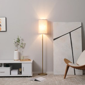 HOMCOM Lampadar cu Abajur din In și Dulie E27, In și Oțel, 25,5x25,5x157 cm, Auriu | Aosom Romania