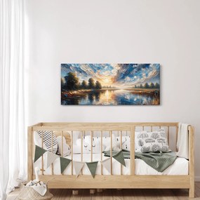 Tablou - Pictură cu soarele deasupra apei (120x50 cm)