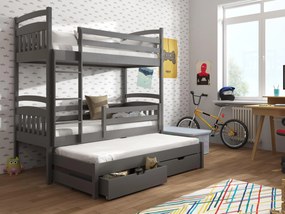 Pat etajat pentru copii 90 cm Anie (grafit) (cu somiere). 615014