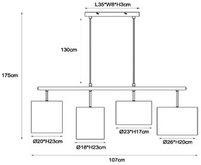 Lustră pe cablu Lucide 45409/04/38 MAYA 4xE27/40W/230V crem