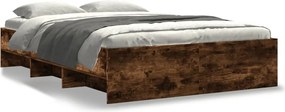 vidaXL Cadru pat fără saltea stejar fumuriu 120x200 cm, lemn prelucrat
