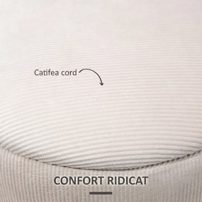 HOMCOM Set de 2 Pouf-uri pentru Depozitare Salvaspazio Rotunde și Îmbunătățite din Catifea cu Nervuri, Alb | Aosom Romania