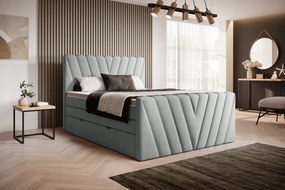 Pat tapitat, boxspring, cu spatiu pentru depozitare, 160x200 cm, Candice 1, Eltap (Culoare: Gri - Poco 4)