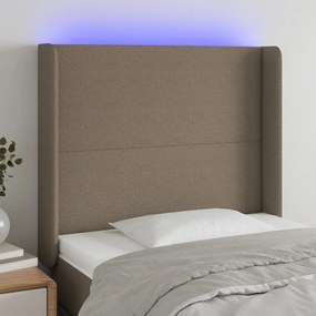3123754 vidaXL Tăblie de pat cu LED, gri taupe, 93x16x118/128 cm, textil