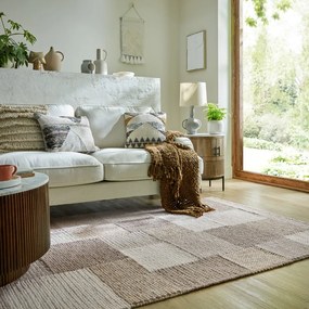 Covor bej țesut manual din amestesc de lână 80x150 cm Minerals Patchwork – Flair Rugs