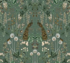 Fototapet, Peacock Garden, Green, Rebel Walls