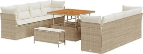 vidaXL Set de canapele pentru grădină 11 pcs Bej și crem poliratan