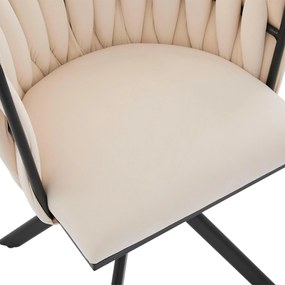 Set de 2 scaune pivotante din catifea, Fildeș | Aosom Romania