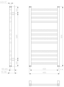 Sapho - Radiator de baie METRO, 266 W, 45 x 89 cm, alb