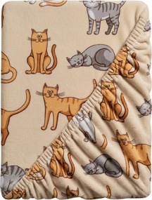 Cearsaf Cocolino microplus cu elastic COLORED CATS 160x200 cm crem