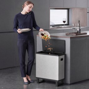 HOMCOM Coș de gunoi automat cu senzor, 54 L, 3 compartimente, oțel inoxidabil, argintiu | Aosom Romania