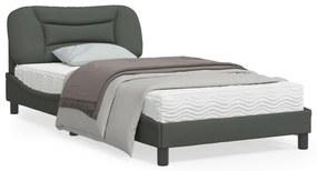 3207752 vidaXL Cadru de pat cu tăblie, gri închis, 100x200 cm, textil