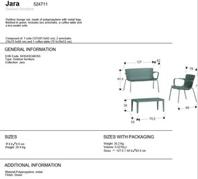 Set mobilier de exterior din 4 piese Jara verde