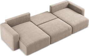 Colțar bej extensibil/cu spațiu de depozitare cu tapițerie din chenille (în formă de "U") Kona – Makamii