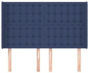 Tablie de pat cu aripioare, albastru, 147x16x118 128 cm, textil 1, Albastru, 147 x 16 x 118 128 cm