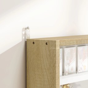 HOMCOM Raft de Perete cu 5 Nivele și Vitrină cu 2 Uși din Sticlă și 4 Rafturi Reglabile | Aosom Romania