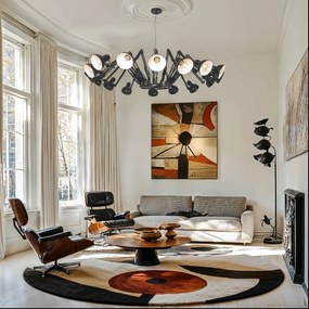 Lampă suspendată industrială neagră cu 16 lumini reglabile - Hobby Spinne