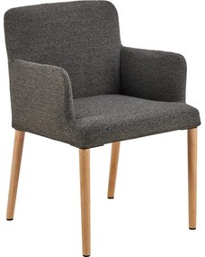 Scaun de sufragerie gri cu cotiere tapițat Zoe – Actona