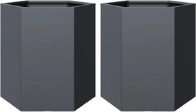 vidaXL Jardiniere grădină, 2 buc. antracit 46x40x45 cm oțel hexagonală