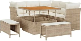 vidaXL Set de canapele pentru grădină cu pernă 8 pcs bej și crem