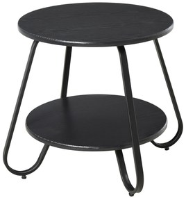 HOMCOM Masuta Rotunda, blat dublu, cadru din metal, pentru casa birou, negru, Φ50 x 46.5cm Rotunda blat metal negru