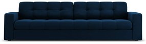 Canapea Justin cu 4 locuri si tapiterie din catifea, albastru royal