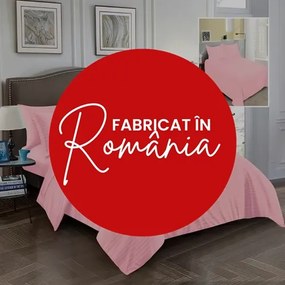 Lenjerie de pat Damasc Policoton cu 4 piese, pentru pat dublu, roz deschis, IMP56