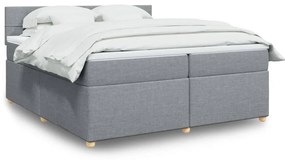 vidaXL Pat box spring cu saltea, gri deschis, 200x200 cm, textil