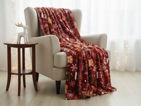 Patura din microfibre de Craciun GINGERBREAD HEART, rosie Dimensiune: 200 x 220 cm
