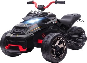 AIYAPLAY Quad electric copii mașină electrică pentru copii 12V 3 roți 2 motoare player MP3, claxon, 2 viteze 3-5 km/h negru | Aosom Romania