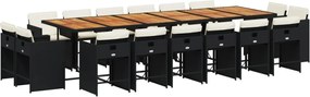 vidaXL Set mobilier de grădină cu perne, 17 piese, negru, poliratan