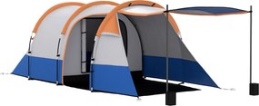 Outsunny Cort de Camping pentru 2-3 Persoane Impermeabil cu 2 Zone și 3 Intrări, 420x200x150 cm, Portocaliu | Aosom Romania