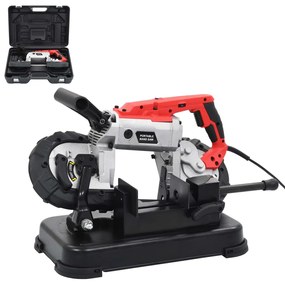 vidaXL Fierăstrău bandă cu bază și carcasă portabilă, oțel