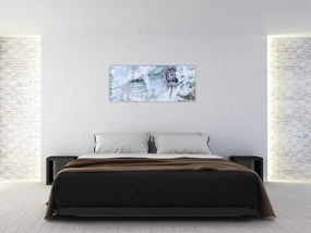 Tablou - Frescă florală pe un perete de cărămidă (120x50 cm)