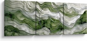 Tablou - Undele verzi și albe (cu ceas) (90x30 cm)
