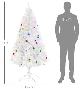 Brad de Crăciun 180 cm con 930 Ramuri Împodobit, Alb, Decoratiune de Craciun de sarbatori HOMCOM | Aosom Romania