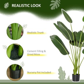 HOMCOM Bananier Artificial 160 cm cu Ghiveci și 10 Frunze Realiste, Plantă Artificială Tropicală pentru Decorațiuni Interioare și Exterioare, Verde | Aosom Romania