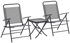 Outsunny Set Mobilier de Grădină din 3 Piese cu Scaune cu Spătar Reglabil și Masă, 64x70x87 cm, Gri | Aosom Romania