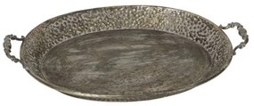 Tava ovala Silver din metal antichizat argintiu 43x35 cm