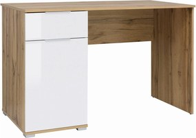 Birou ZELE, stejar wotan/alb, PAL laminat, 120x60x76 cm