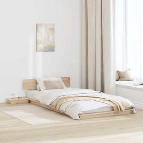 vidaXL Cadru de pat platformă cu mese laterale 90x200 cm din lemn masiv