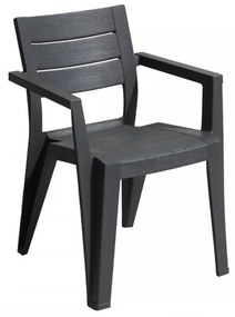 Scaun de grădină Julie din plastic cu cotiere, grafit