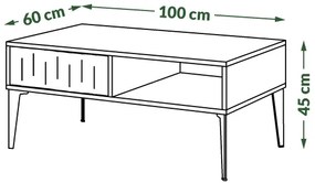 Măsuță de cafea RONJA cu sertar, taupe/negru