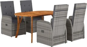 vidaXL Set de masă pentru grădină 5 pcs Gri poliratan