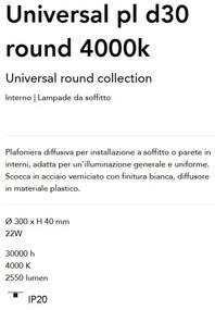 Plafoniera LED design circular, Universal pl d30 round 4000k